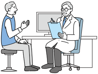 お医者さんに相談している人のイラスト