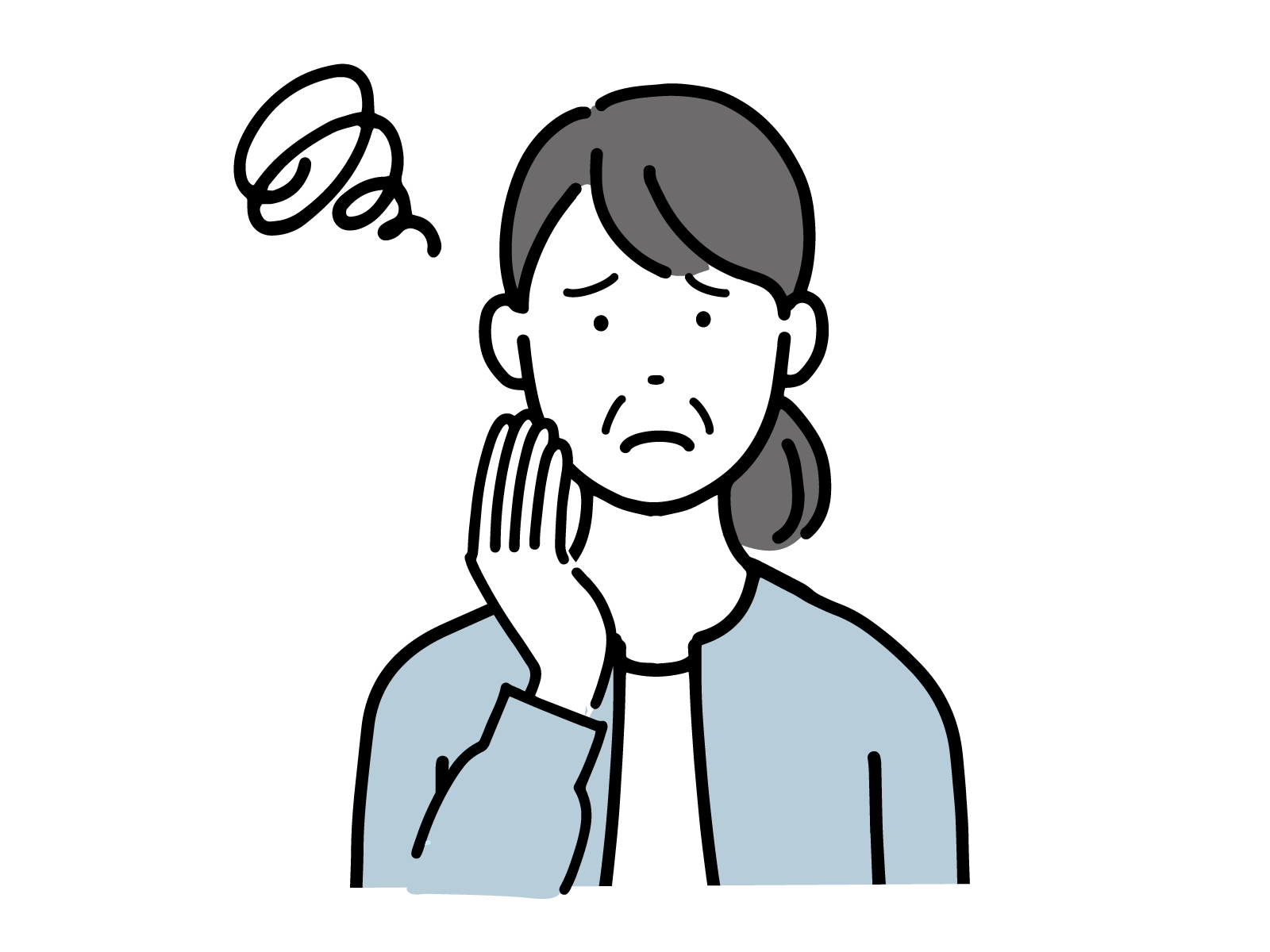悩んでいる女性のイラスト