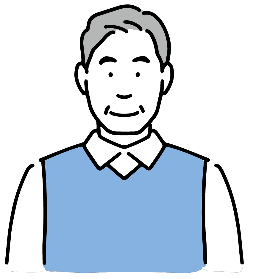 私服を着た高齢の男性のイラスト
